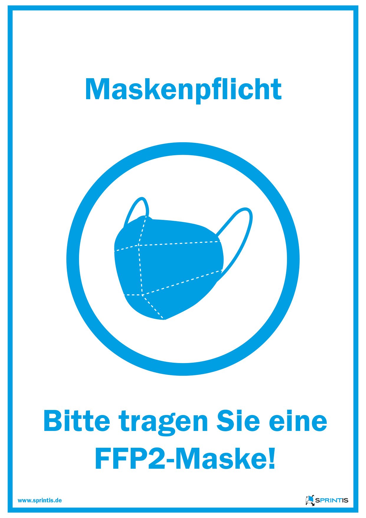 Plakat Maskenpflicht mit FFP2-Maske in A5, A4