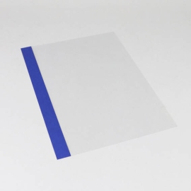 Einbanddeckel Folie A4, Kartonleiste Lederstruktur matt mit Aufschlag-Rille dunkelblau/transparent