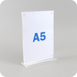 T-Aufsteller A5 magnetisch, mit Fuß, Hochformat, Acryl, transparent 
