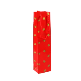 Flaschentasche Weihnachten Sterne, 9 x 36 x 7 cm, rot 
