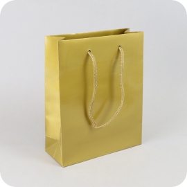 Geschenktasche mit Kordel, 20 x 25 x 8 cm, gold, glänzend 