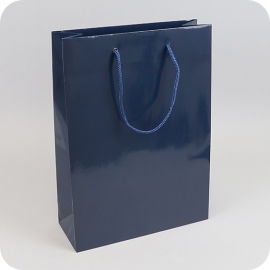 Geschenktasche Groß mit Kordel, 26 x 36 x 10 cm, blau, glänzend 