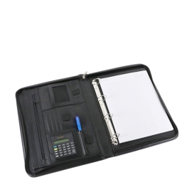 Konferenzmappe A4 mit Taschenrechner, Tragegriff, Kunstleder, schwarz 