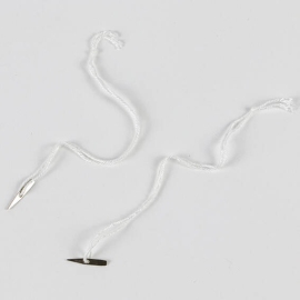 Baumwollfaden mit Metallsplint, ca. 120/240 mm bis zum Knoten, weiß 