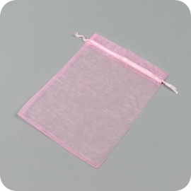 Organzasäckchen mit Satinband Verschluss rosa | 150 x 200 mm