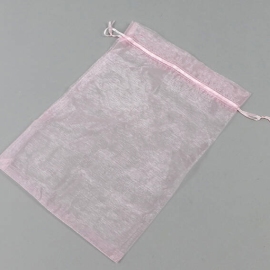 Organzasäckchen mit Satinband Verschluss rosa | 200 x 300 mm