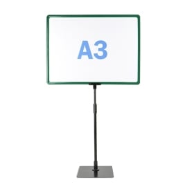 Plakatrahmen mit Standfuß und Halterung (Set) A3 | grün | Standfläche: schwarz