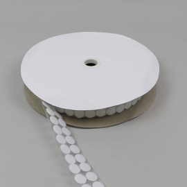 Klettpunkte auf Rolle, Haken und Flausch einzeln 16 mm | weiß | Flausch