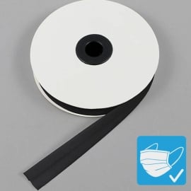 Schrägband, Baumwolle und Polyester, 20 mm (Rolle mit 25 m) schwarz