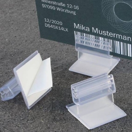 Kartenhalter 25 x 25 mm, flexibel, selbstklebend, transparent 
