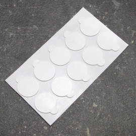 Doppelseitige Reinacrylat-Klebepunkte, 1 mm dick, stark/stark 25 mm | zu 100 Stück im Druckverschlussbeutel
