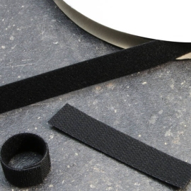 Klettband doppelseitig, Rolle mit 25 m 25 mm | schwarz
