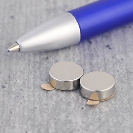 Scheibenmagnete aus Neodym, selbstklebend, 10 mm x 3,5 mm, N35 