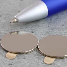 Scheibenmagnete aus Neodym, selbstklebend, 22 mm x 1 mm, N35 