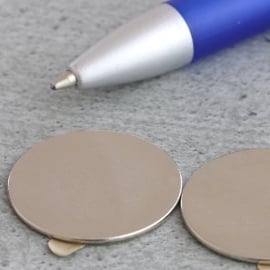 Scheibenmagnete aus Neodym, selbstklebend, 25 mm x 1 mm, N35 
