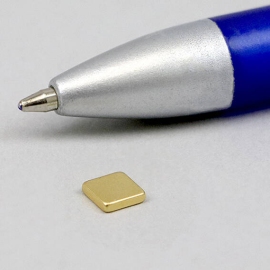 Quadermagnete aus Neodym, vergoldet 5 x 5 mm | 1.2 mm