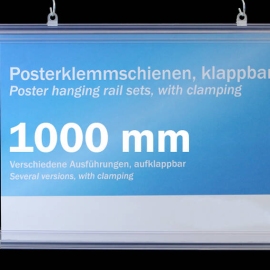 Posterklemmschienen Kunststoff, aufklappbar 1000 mm | transparent