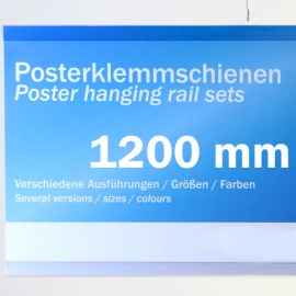 Posterschienen Kunststoff, zum Einschieben 1200 mm | transparent | 2 Aufhänger