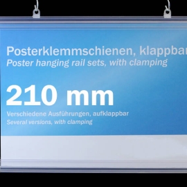 Posterklemmschienen Kunststoff, aufklappbar 210 mm | transparent