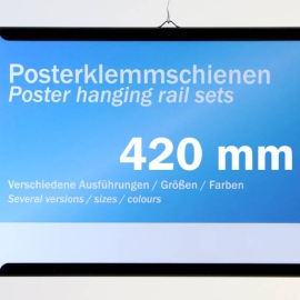 Posterschienen Kunststoff, zum Einschieben 420 mm | schwarz | 2 Aufhänger