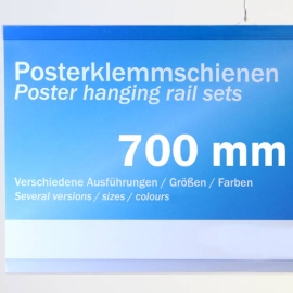 Posterschienen Kunststoff, zum Einschieben 700 mm | transparent | 2 Aufhänger