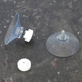 Saugnäpfe mit Rändelmutter 40 mm | M4, 10 mm lang | Rändelmutter aus weißem Kunststoff