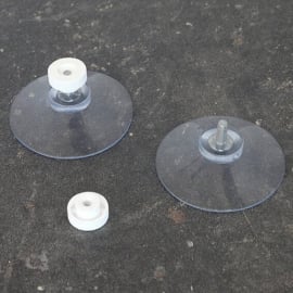 Saugnäpfe mit Rändelmutter 50 mm | M4, 10 mm lang | Rändelmutter aus weißem Kunststoff