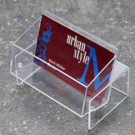 Visitenkartenbox für 100 Visitenkarten, glasklar, aufstellbar, 34 mm | 100 Stück im Karton