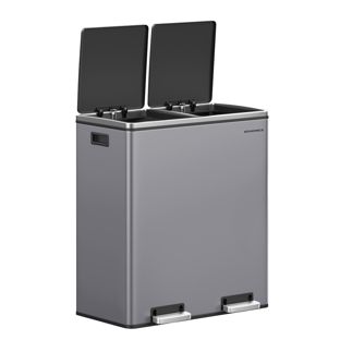 Tretmülleimer 2x 30 Liter, Softclose hellgrau