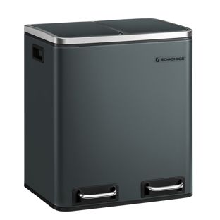 Tretmülleimer 2x 15 Liter, Softclose dunkelgrau