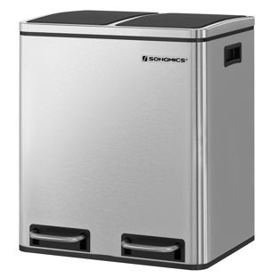 Tretmülleimer 2x 15 Liter, Softclose silber