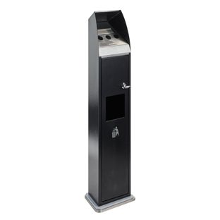 Standaschenbecher mit Mülleimer, Stahl schwarz