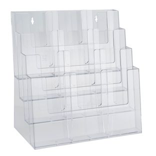 Prospekthalter, 4 Fächer, Polystyrol, Hochformat, transparent ,Taymar 