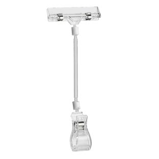 Sign-Clip mit großer Klammer und Schildhalter, 10 cm Verlängerung, transparent 10 cm Verlängerung