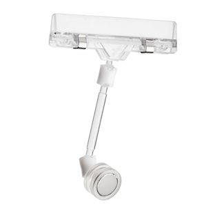 Sign-Clip mit Schildhalter und Neodym-Magnetfuß, 5 cm Verlängerung, transparent 