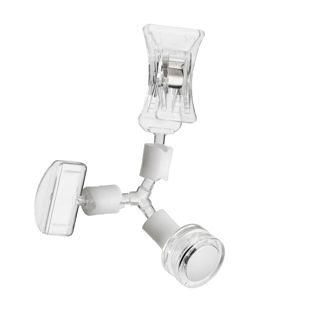 Sign-Clip mit kleinem Preishalter, kleiner Klammer und Neodym-Magnetfuß, transparent 