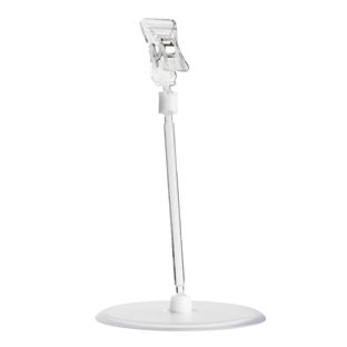 Sign-Clip mit kleiner Klammer und Tellerfuß (Ø 90 mm), 10 cm Verlängerung, transparent 