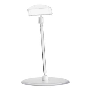 Sign-Clip mit Preishalter und Tellerfuß (Ø 90 mm), 10 cm Verlängerung, transparent 