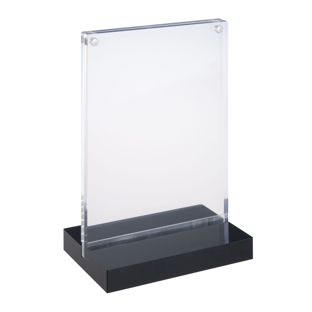 magnetischer T-Aufsteller mit schwarzem Sockel Hochformat | A6 - 105 x 148 mm