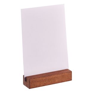 Kartenhalter aus Holz 100 mm | braun  | gerader Einsteckschlitz  | gebeizt 