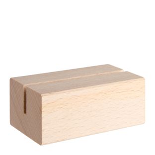 Kartenhalter aus Holz, Sockel für variables Stecksystem MODUL 74 mm | Buchenholz  | gerader Einsteckschlitz 