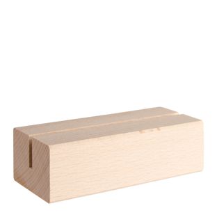 Kartenhalter aus Holz, Sockel für variables Stecksystem MODUL 100 mm | Buchenholz  | gerader Einsteckschlitz 