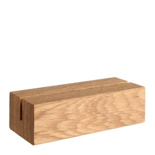 Kartenhalter aus Holz, Sockel für variables Stecksystem MODUL 100 mm | Eichenholz  | gerader Einsteckschlitz 