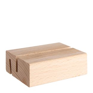 Kartenhalter aus Holz, Sockel für variables Stecksystem MODUL gerader und schräger Einsteckschlitz | 74 mm | Buchenholz