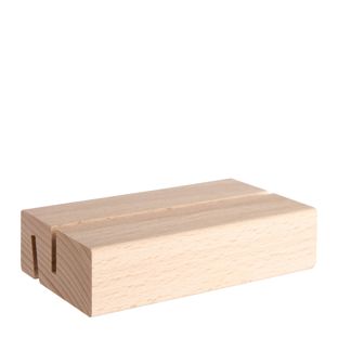 Kartenhalter aus Holz, Sockel für variables Stecksystem MODUL gerader und schräger Einsteckschlitz | 100 mm | Buchenholz