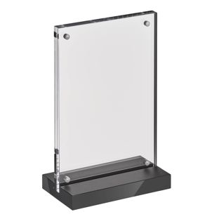 magnetischer T-Aufsteller mit schwarz-matten Sockel A6 - 105 x 148 mm  | Hochformat 