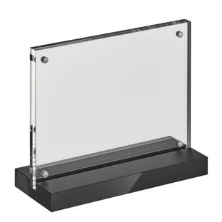 magnetischer T-Aufsteller mit schwarz-matten Sockel A6 105 x 148 mm  | Querformat 