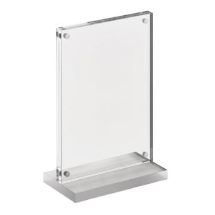 magnetischer T-Aufsteller mit transparent-matten Sockel A6 - 105 x 148 mm  | Hochformat 