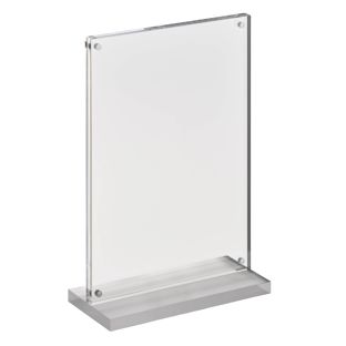 magnetischer T-Aufsteller mit transparent-matten Sockel A5 - 148 x 210 mm  | Hochformat 