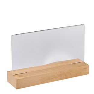 Acryl Tischaufsteller mit Holzfuß Buche  | 1/3 A4  | Querformat 